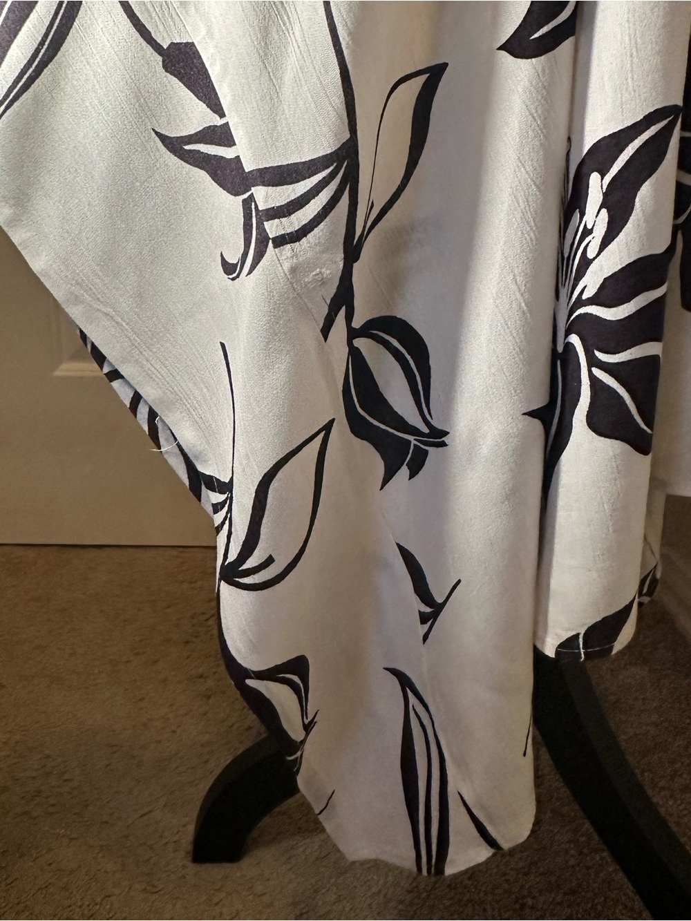 Angie Floral Halter Maxi Dress M White Black Asymmetrical Handkerchief Hem - Picture 9 of 9